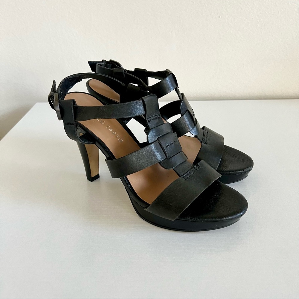 Franco Sarto black leather heels strappy platform - women’s size 7.5 (updated)